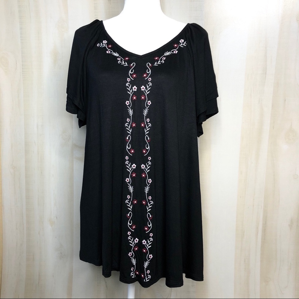 WHITE STAG Floral Embroidered Blouse XXL